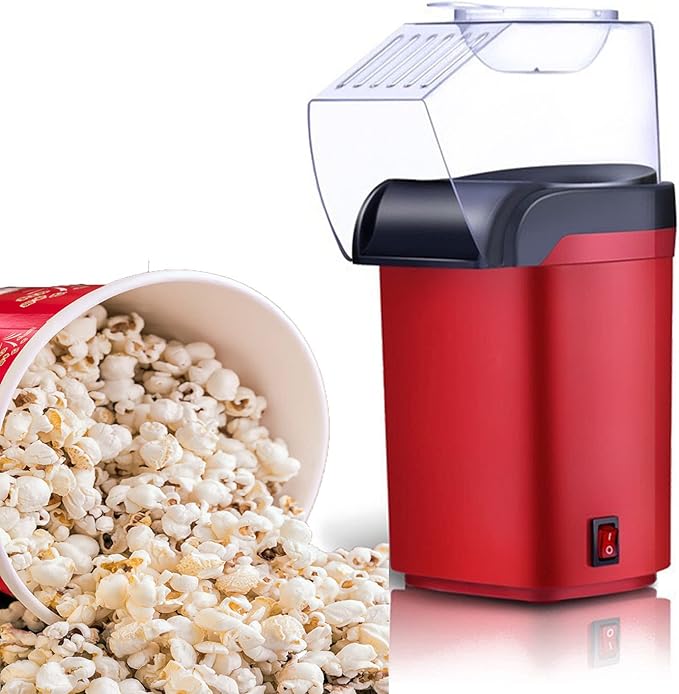 Nostalgia Hot Air Popcorn Popper Maker, 1200W Electric Pop Corner Machine, 16 Cups, 3 Minutes Done, Fully Automatic Healthy No Oil and No Sugar Corn Popcorn Machine (Red)