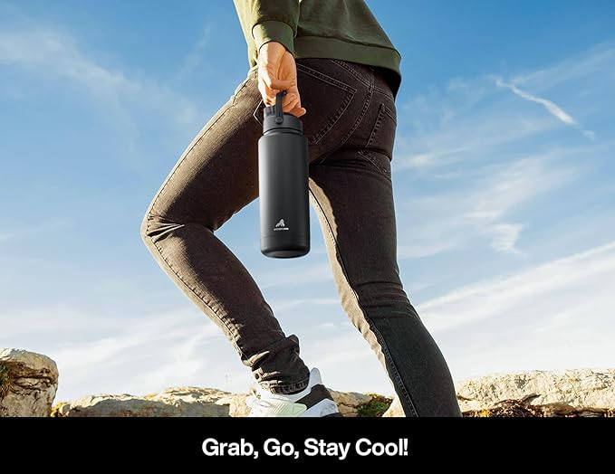 POWCAN 32 oz Insulated Water Bottle with 2-in-1 Straw and Spout Lid, Keep Cold 24H, Leak-Proof, BPA-Free, Double Wall Stainless Steel Water Bottle for Sports, Gym, Travel and School (Gilded Flutter)