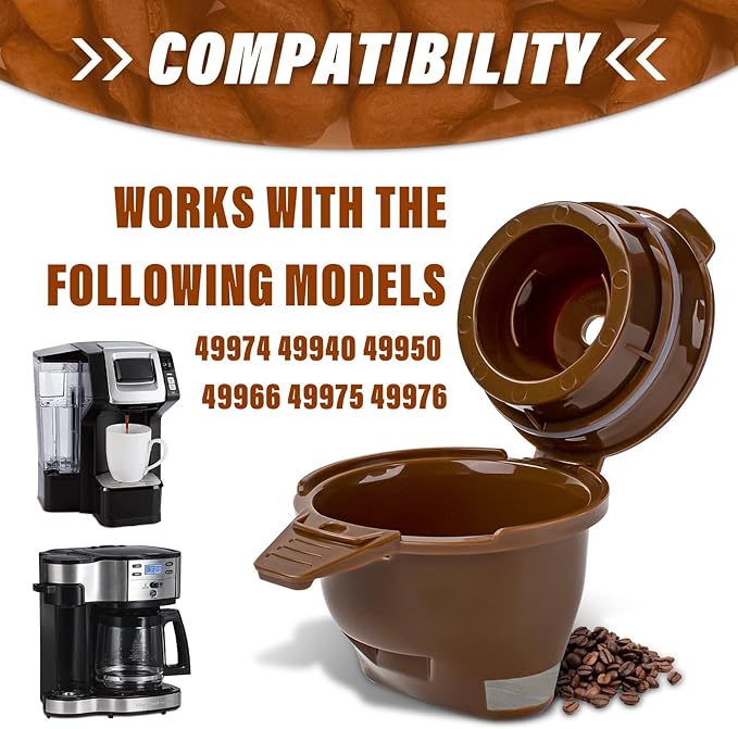 Single Serving Ground Coffee Brew Filter/Holder Basket for Hamilton beach flexbrew replacement parts 49957 49974 49976 49979 49957 49954 49947 49940 49950 49966 49968 Reusable coffee filter Brown (2)