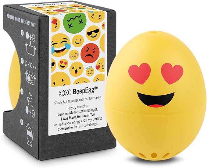 XOXO BeepEgg – Egg Timer for Boiling Eggs – Musical Egg Cooker for Soft, Medium, Hard Boiled Eggs – Food Safe – Singing Floating Egg Timer – Egg Cooker for 3 Levels of Doneness - Brainstream
