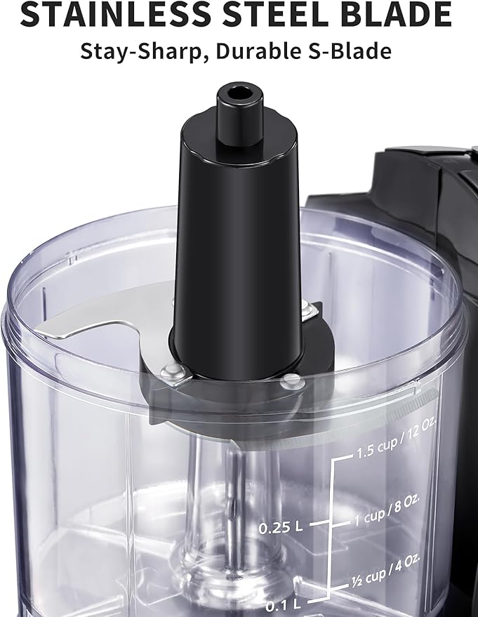 Reemix 1.5-Cup One-Touch Electric Food Chopper, 100W Mini Food Processor Meat Grinder, Mix, Chop, Mince and Blend Vegetables, Fruits, Nuts, Meats, Stainless Steel Blade (Black)