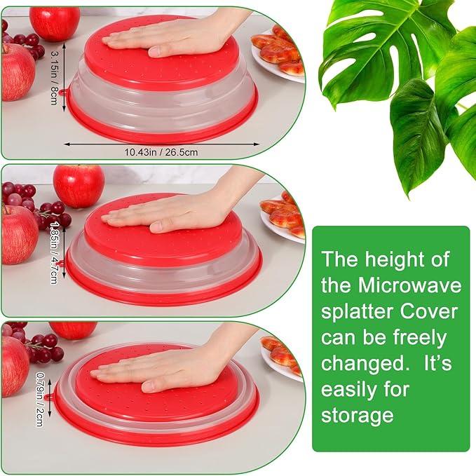 Hoolerry 4 Pack Microwave Splatter Cover for Food Silicone Lids Kitchen Gadget Set Microwave Cover with Water Steamer Kitchen Ware Set Splatter Cover(Green, Sky Blue, Red, Royal Blue)