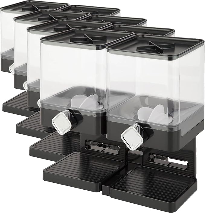 Honey-Can-Do Zevro Compact Dry Food Dispenser, Dual Control, Black/Chrome (Pack of 4)