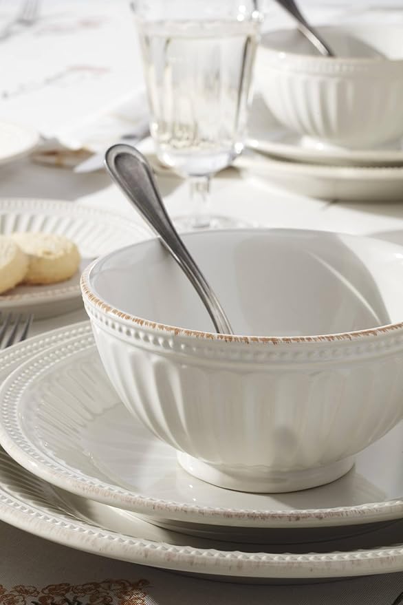 Lenox 895721 French Perle Groove Dinner Plates, Set Of 4