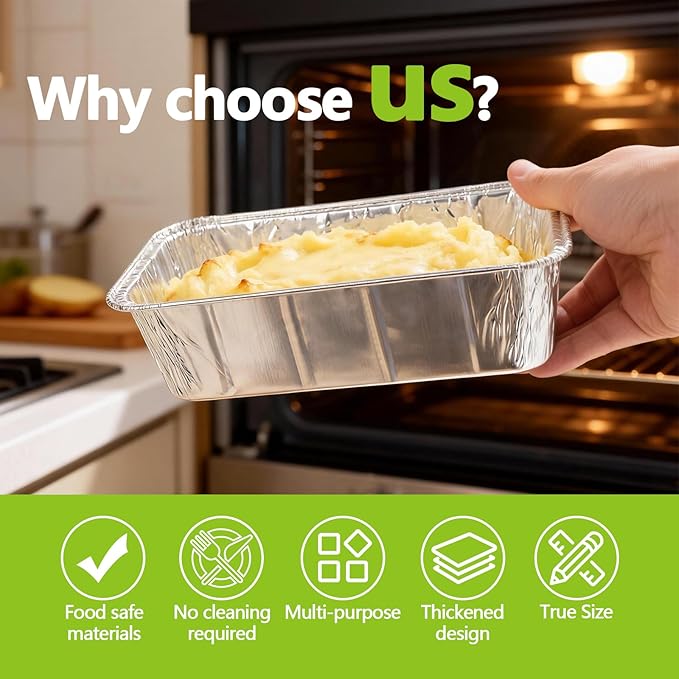 UBeesize 2Lb Thicker & Heavy Duty Disposable Aluminum Loaf Pans, 30 Pack Ultra Sturdy 8.5 x 4.5 Foil Bread Pans for Baking Banana Bread, Cakes, Meatloaf & Food Storage