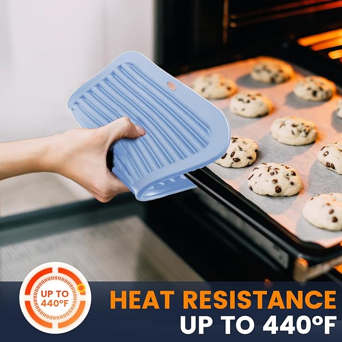 Silicone Trivet Mats 2 Heat Resistant Pot Holders Multipurpose Non-Slip Hot Pads for Kitchen Potholders, Drying mat, Jar Opener, Spoon Holder, Coaster.(Sky Blue)