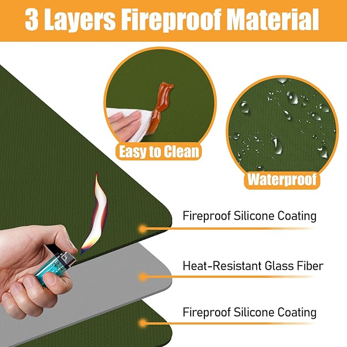 Heat Resistant Mat for Air Fryer,Deep Fryer,Oven,15x18in Hot Pads for Kitchen Counter Heat Protector,Under Coffee Maker Mats for Quartz Countertop Protector,Deep Fryer Coffee Machine Mats (Green)
