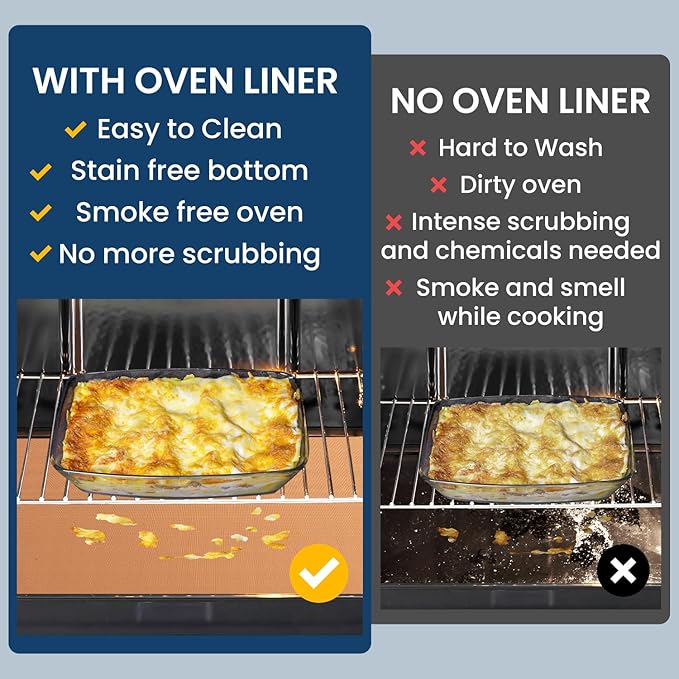 Oven Liners for Bottom of Oven + Silicone Baking Mat Roll