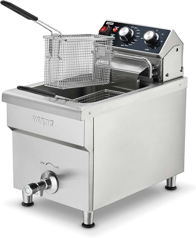 Waring Commercial 15lb Heavy-Duty Deep Fryer, for French Fries, Calamari and Dumplings, WDF1700