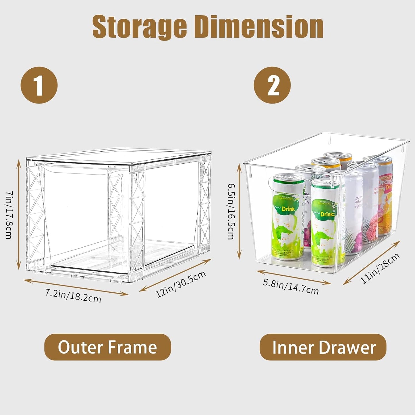 8Pack Stackable Kitchen Storage Organizer, Pantry Organizers and Storage, Clear Foods Organizer Bins with Handles, Easily Assemble for Bathroom, Kitchen, Pantry, Cabinet, Closet