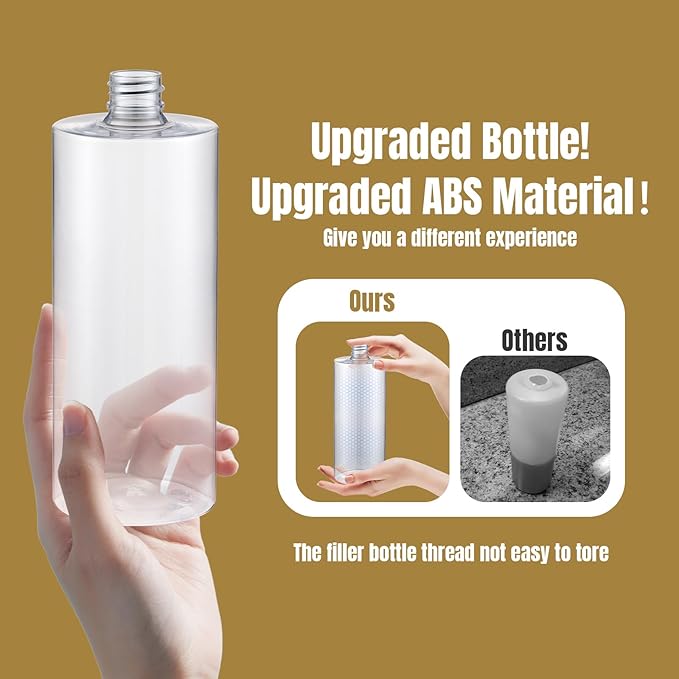Built in Soap Dispenser for Kitchen Sink Countertop, Matte Black Stainless Steel Soap Dispenser Pump Head Refill from the Top with 11 Ounce Transparent Soap Bottle