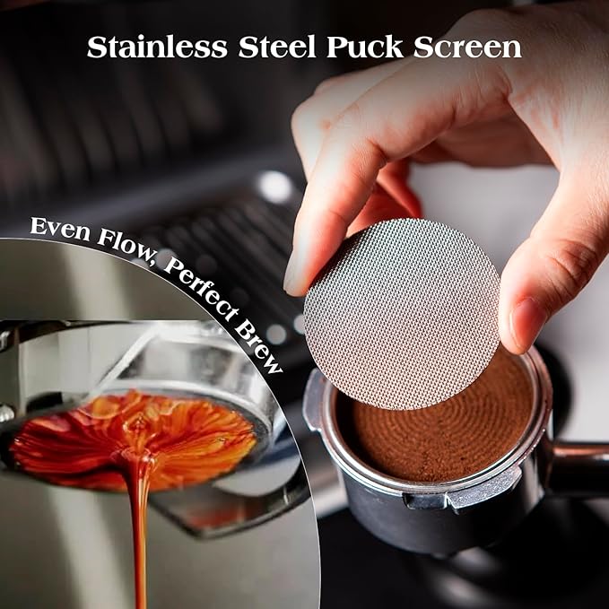 7 PCS Espresso Accessories Kit: 51mm Espresso Tamper, Coffee Distributor, WDT Tool, Dosing Funnel and Puck Screen, Espresso Tool Set Fits Delonghi, CASABREWS 51mm Machines and Portafilters