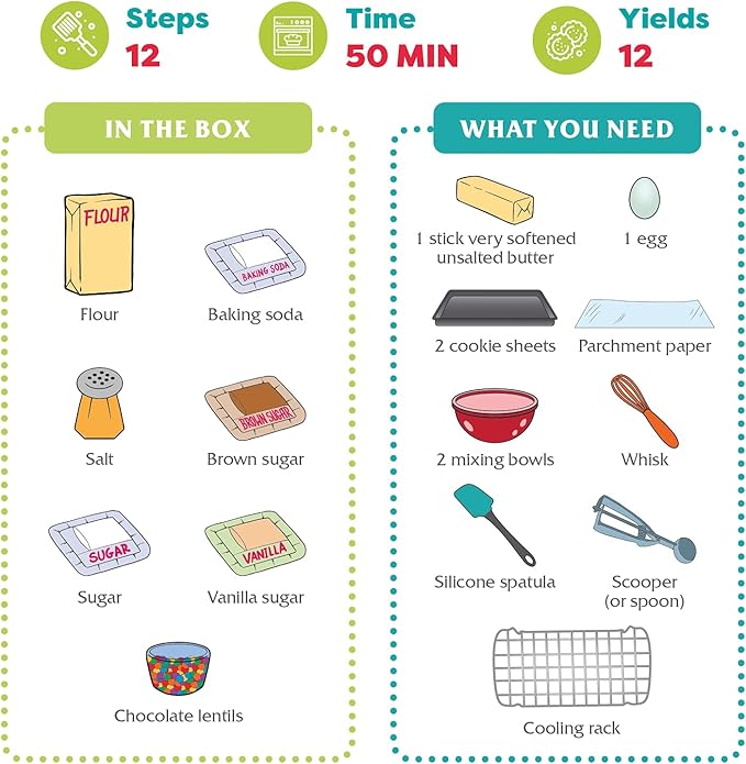 BAKETIVITY Kids Baking DIY Activity Kit Bake Delicious Yum&m Jumbo Cookies- Real Fun Little Junior Chef Essential Kitchen Lessons Includes Pre Measured Ingredients