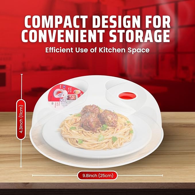 Flexzion 2 Pack 10 Inch Small Microwave Splatter Cover - BPA-Free Anti-Splatter Microwave Cover with Adjustable Steam Vent, Dishwasher Safe, Transparent Plastic Food Covers for Microwave Cooking