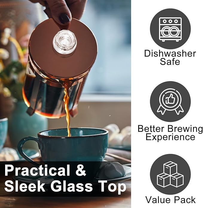 4 Pack Coffee Percolator Glass Top Replacement, Clear Coffee Filter Glass Knob for Electric and Stove Pots, Heat-Resistant Percolator Parts Camping Accessories for Coffee Filter and Makers