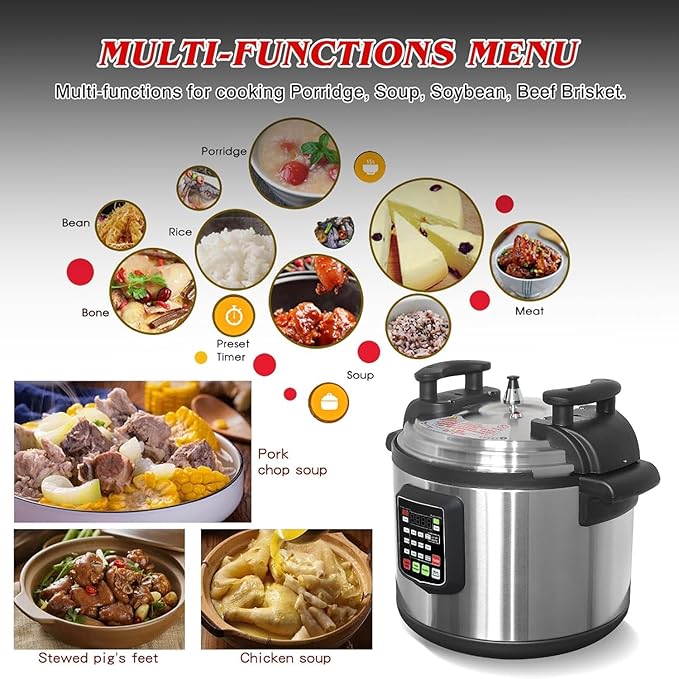 Kolice Commercial Multi-Function Pressure Cooker, Multi Cooker Pressure Canner With Non-stick Inner Pot, only for 220V electric (NOT 110V) widely used in Hotel Restaurant Kitchen (33L (35QT))