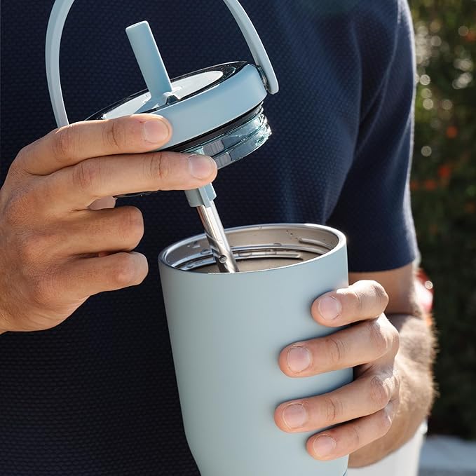 BrüMate Resa 25oz 100% Leakproof Travel Tumbler with Handle & Straw | Flexible SoftSip Straw | Silicone Sleeve for Durability | Stainless Steel | Cup Holder & Travel Friendly Water Bottle | (Guava)