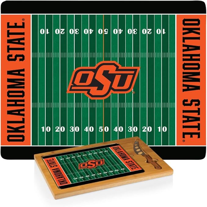 PICNIC TIME NCAA Icon Glass Top Cutting Board & Knife Set, Cheese Boards Charcuterie Boards, Serving Platter, (Parawood & Bamboo)