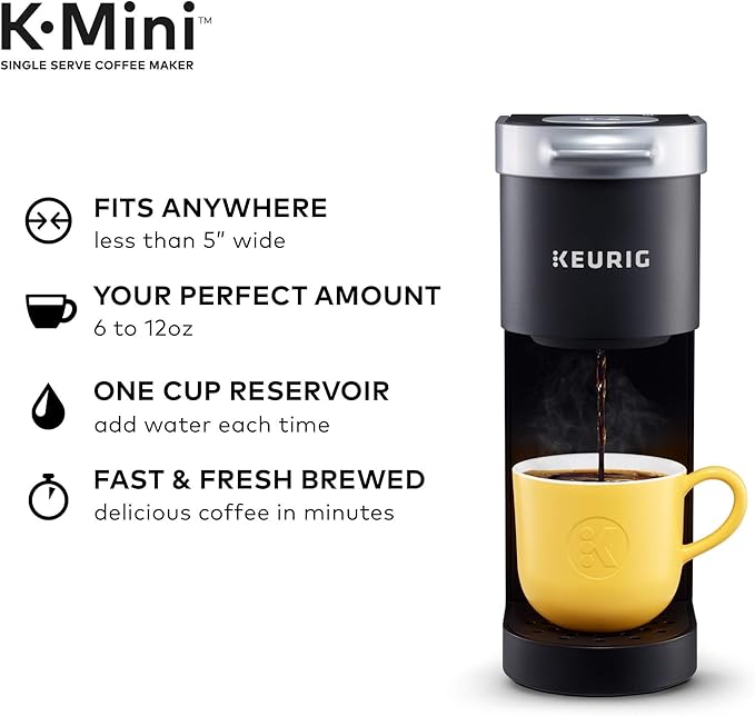 Keurig K-Mini Single-Serve K-Cup Coffee Maker, Black and Keurig Standalone Milk Frother, Black