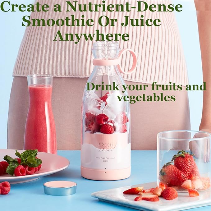 Upgraded Fresh Juice Blender Portable, Juicer Portable Blender Shake, 380ML USB/Magnetic Charging for Shakes and Smoothies, with Travel Cup and Lid (White,Magnetic charging)