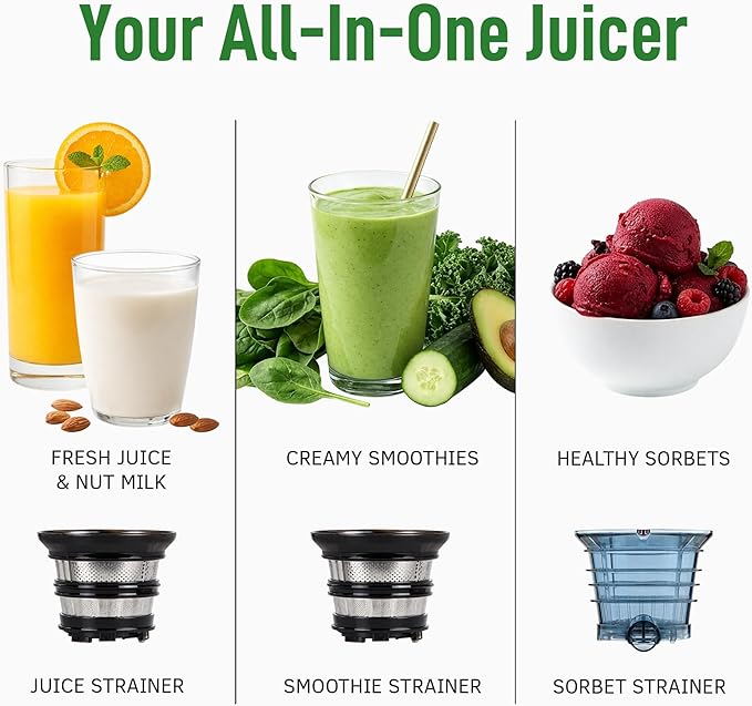 Kuvings AUTO10 Cold Press Juicer Machine – Self-Feeding for Hands-Free Use – Easy to Clean, Quiet 240W Motor, 100 oz Large Masticating Juicer – Designed for Silky Juice with Low Pulp – Silver