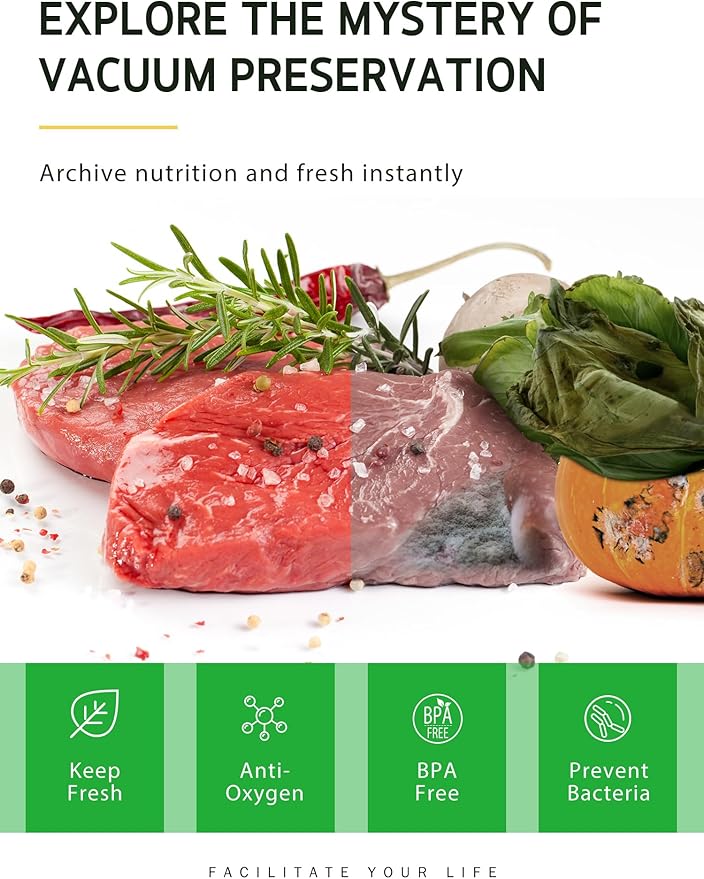 Syntus Vacuum Sealer Bags, 4 Pack 2 Roll 11" x 20' and 2 Roll 8" x 20' Commercial Grade BPA Free Bag Rolls, Food Vac Bags for Storage, Meal Prep or Sous Vide