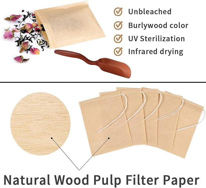 300pcsTea Filter Bags, Tea Bags for Loose Leaf Tea Safe & Natural Material, Disposable Tea Infuser for Loose Leaf Tea, Coffee, Spice, Herbs (2.36 x3.15 inch)