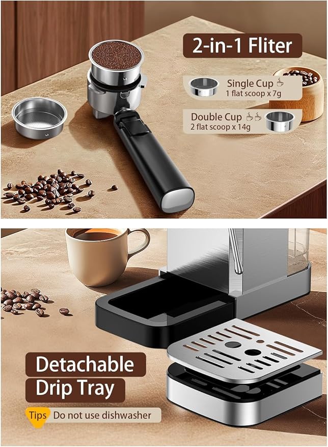 KEENSTAR 20 Bar Espresso Machine, Hot & Cold Brew Coffee Maker with Milk Frother, Touch Screen, Compact Water Tank, Expresso Coffee Machines for Lattes, Cappuccinos, Americano, Home & Office