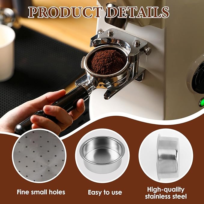 51mm Portafilter Basket, Double Cup Espresso Filter and Stainless Steel Filter Basket, Espresso Machine Parts Casabrews Compatible with Portafilter Replacement for Coffee Enthusiasts