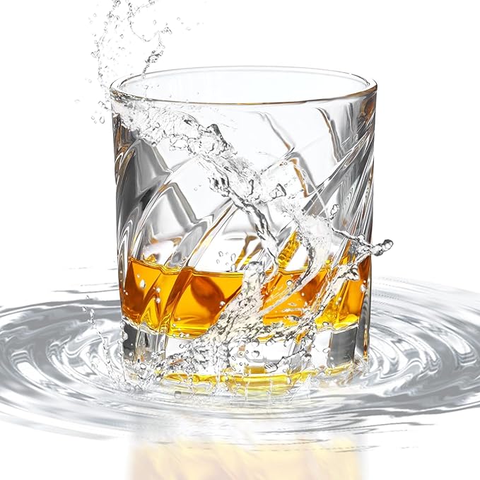 PARACITY Spinning Whiskey Glasses Set of 2, Rotatable Old Fashioned Glassware, Bourbon/Cocktail/Rock Glasses for Bar, Party and Home, Whiskey Gift for Men