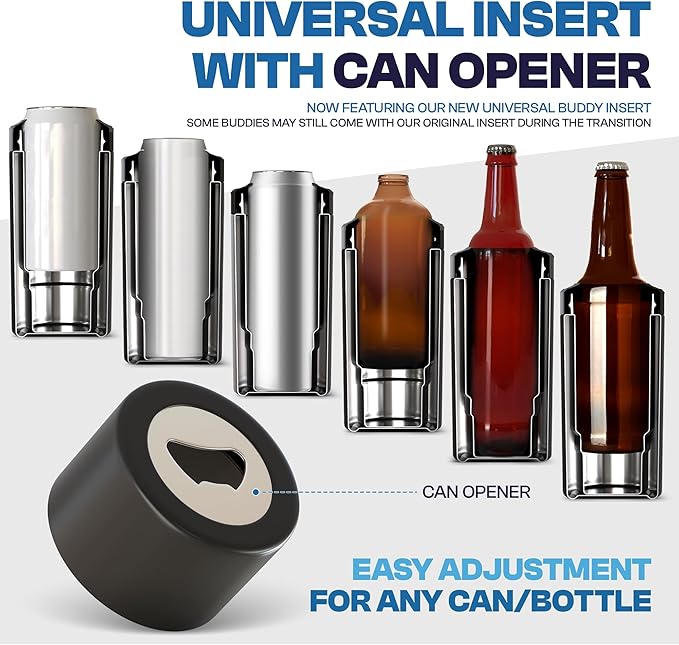 Frost Buddy Universal Can Cooler - Fits All - For Regular 12 & 16 oz or Slim-Size Bottles - Insulated Double-Walled Stainless Steel (Camoflag)