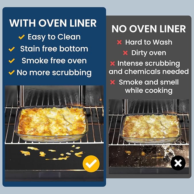 Oven Liner for Bottom of Oven + Cut to Size Silicone Baking Mat Roll