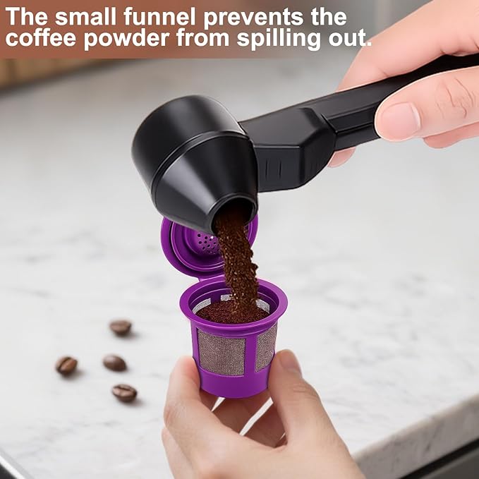 Palksky Coffee Scoop & Funnel with Fill Press1PCS (Black)
