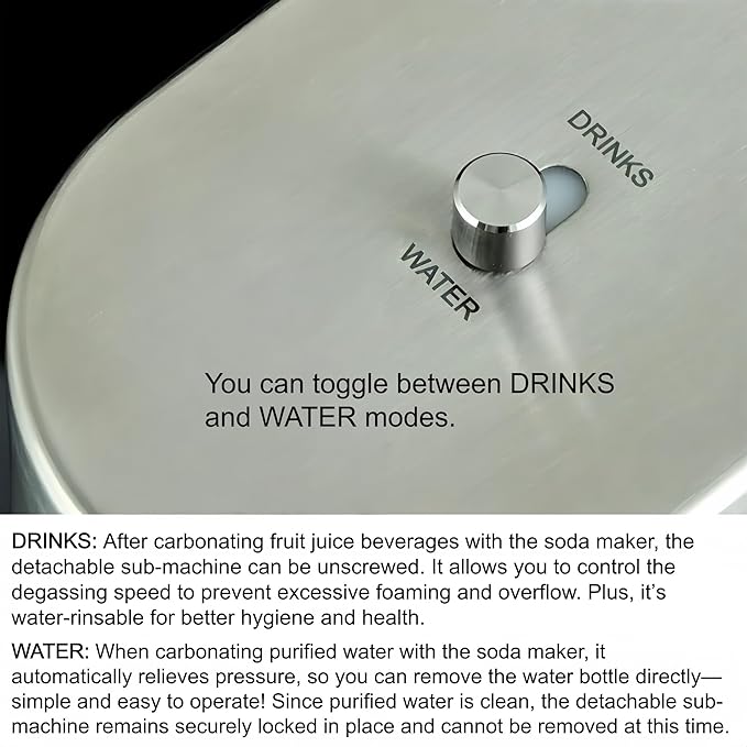 Carbonates Any Drink-Airosia Soda Maker Machine-304 Stainless Steel Sparkling Water Maker, Carbonator Machine with BPA Free Bottles(1L+0.5L) (CO2 Carbonator NOT Included)