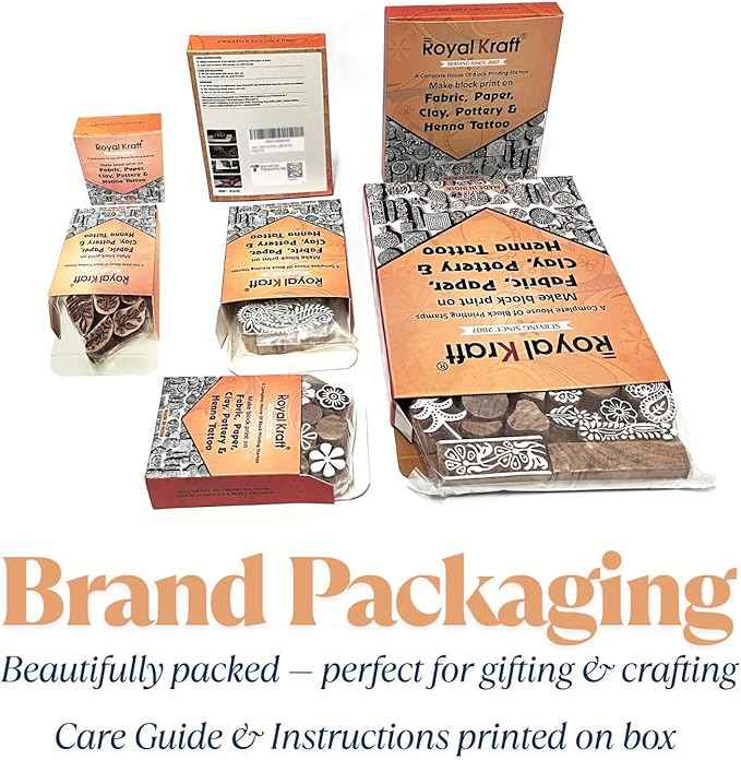 Royal Kraft Border Wooden Block Printing Stamps (Set of 25) - DIY Henna Fabric Textile Paper Clay Pottery Blocks Bulk01_25E