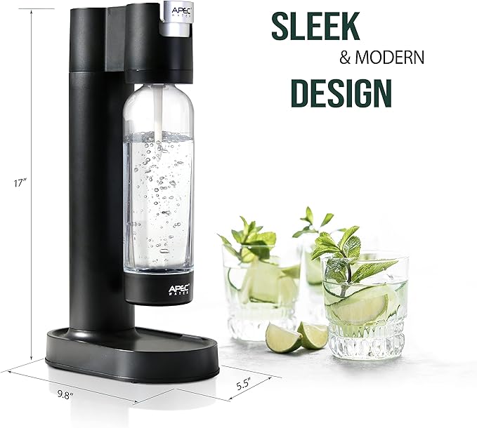 APEC WATER Sparkle Home Soda Maker - Quickly Carbonates Water to Make Any Drink Fizz Into Bubbly Soda/Water, Premium 0.8L PET Bottle (CO2 Cylinder NOT Included)
