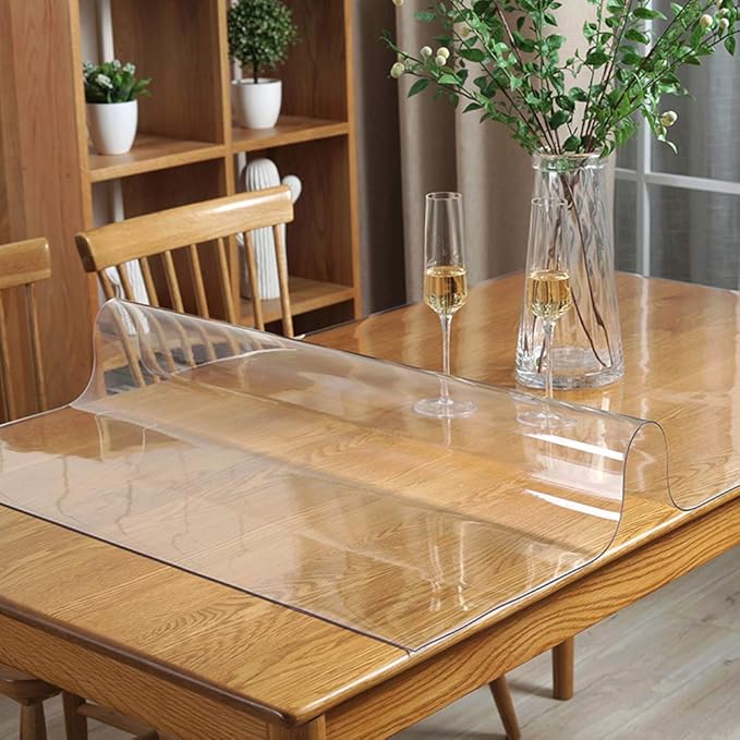 46x96 Inch Clear Desk Blotter Mat Protector Table Cloths Topper Protector Pad Vinyl Plastic Liner Cover Rug Side Wipeable Protective Pad PVC Furniture Coffee Dining Conference Tabletop Heat Resistant