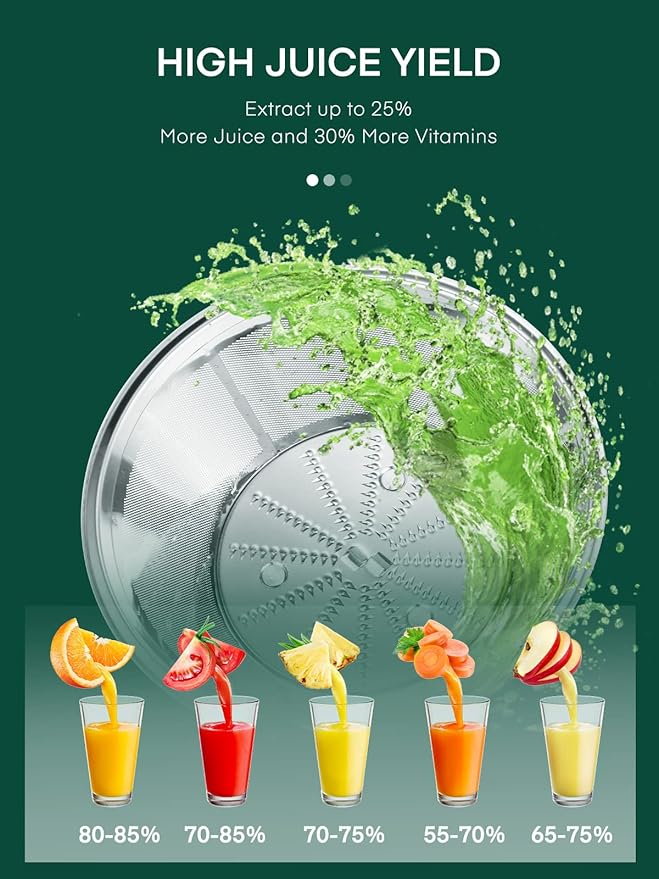 Juicer Machines, HOUSNAT Juicer Whole Fruit and Vegetables with 3-Speed Setting, 400 W Motor Quick Juicing Ideal for Beginners & Light Daily Use, Cleaning Brush and Juicing Recipe Included