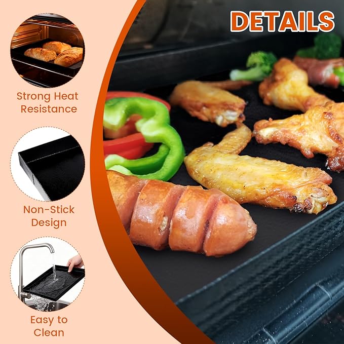Professional-Grade 2-Pack PTFE Solid Oven Baskets, 11x11x1 Inch Non-Stick Solid Oven Trays for Commercial Kitchens & High-Volume Cooking