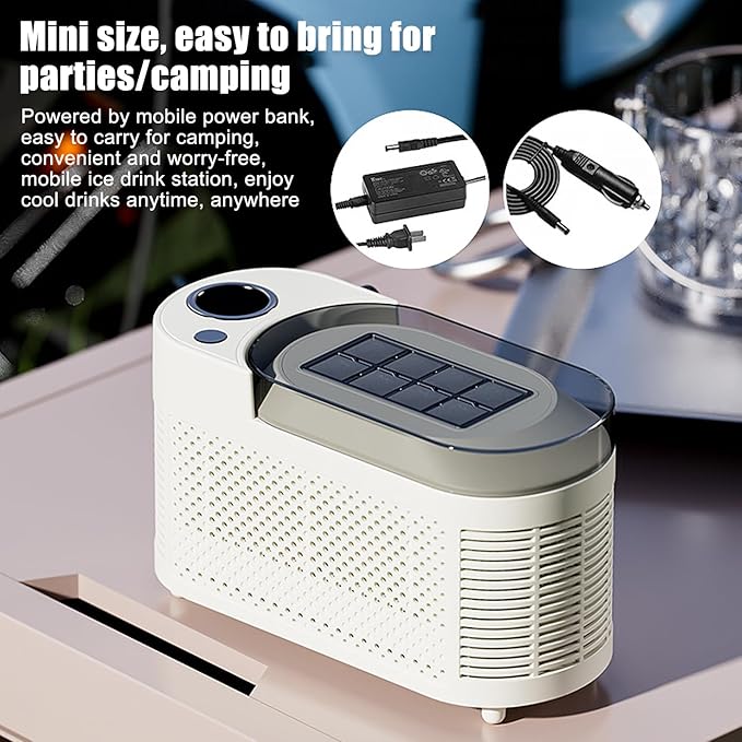Mini Ice Maker Machine Counter Top for Home Office, Portable Clear Ice Cube Maker, 8 Cubes in 10 Mins, Low Noise, Easy Cleaning (White Standard)