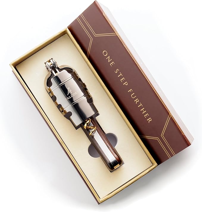 Corkscrew for Professionals FALCORK® 354 – Control – 3-Step Lever, 6-Turn Helix and Generous Wooden Handle for Maximum Smoothness and Controlled Technique on Fine Wine Corks