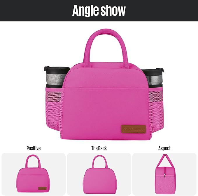 douyadady Lunch Bag Women/Men Lunch Box Women/Men (Rose Red)