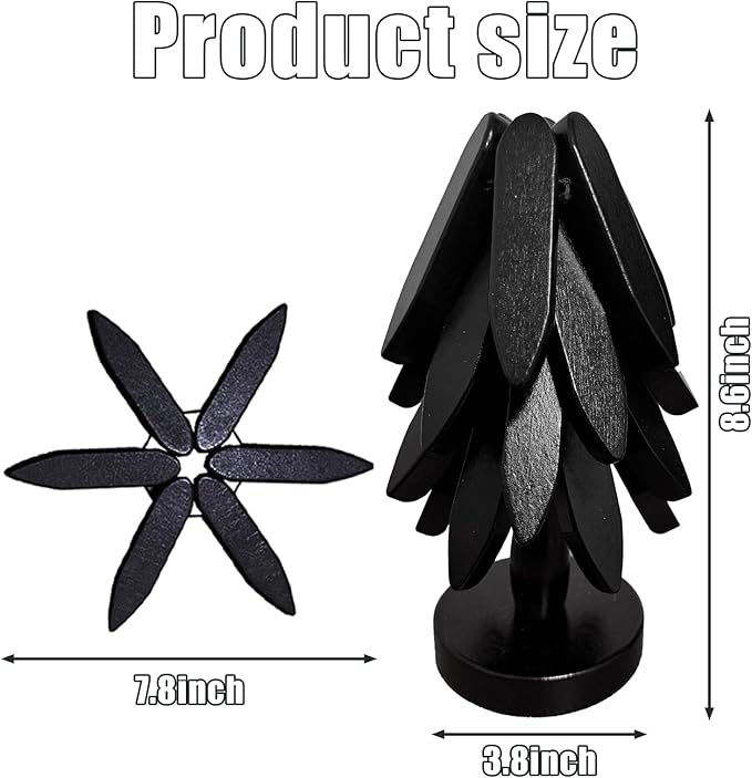 Natural Foldable Black Walnut Wooden Trivet Set - 4 Trivets + 1 Stand for Hot Dishes, Pot, Bowl, Teapot, Hot Pot Holders (White ﻿)