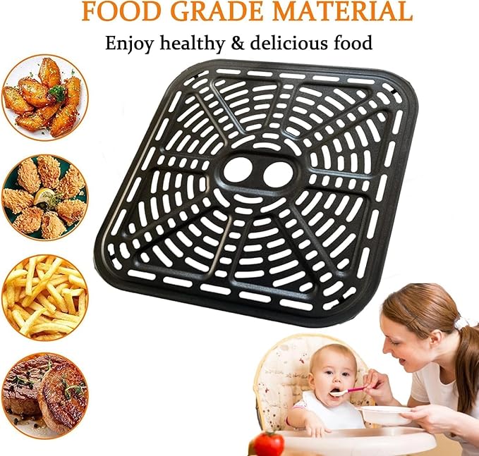 6.8QT Square Air Fryer Crisping Plate Tray for COSORI Pro III Dual Blaze Air Fryers, Upgraded Air Fryer Grill Insert Pan Plate Rack Grate Shelf for 6.8QT COSORI Air Fryers, Dishwasher Safe