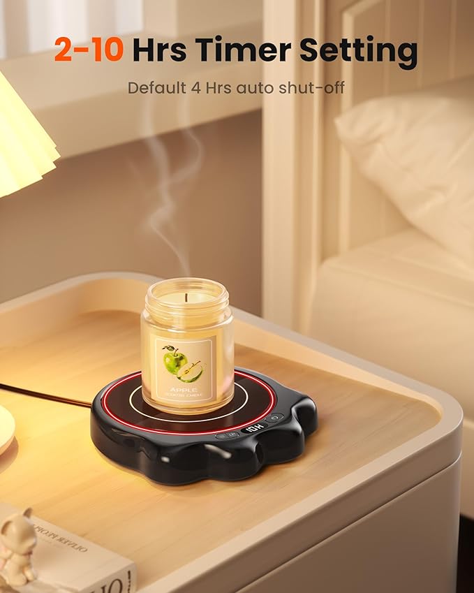 Gaiatop Mug Warmer, 50W Cute Cat Paw Cup Warmers, 3 Temp Settings, 2-10H Auto Shut Off, Coffee Accessories Keep Beverage Hot for Desk and Home, Heated Plate Stocking Stuffers for Tea Candle Black