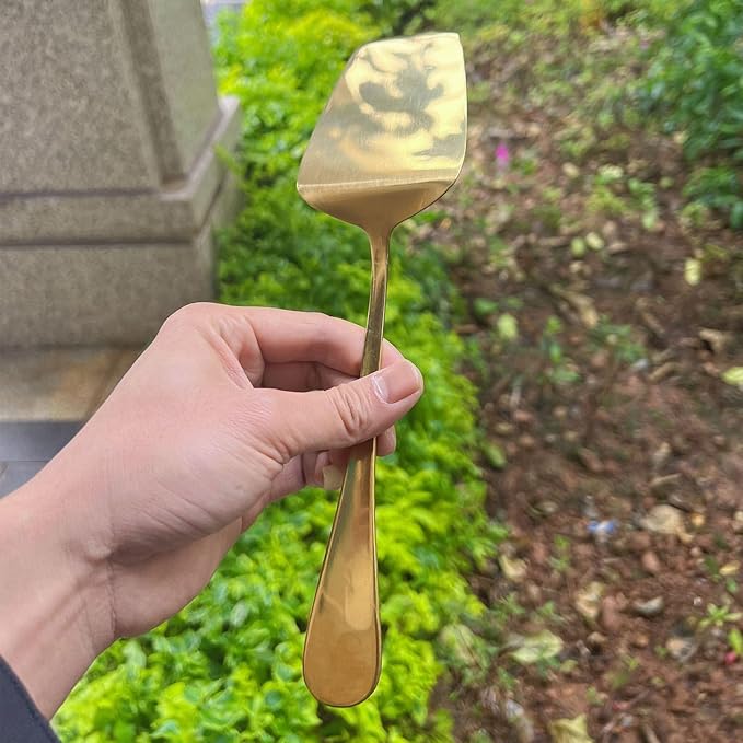 1Pcs Stainless Steel Lasagna Server,Stainless Steel Solid Turner,Stainless Steel Cake Pizza Shovels Kitchen Server (gold)