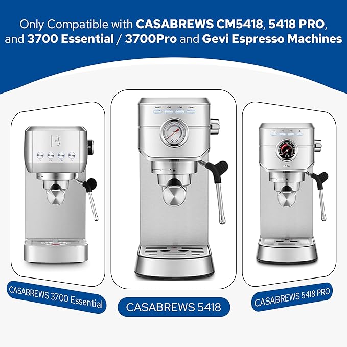 51mm Portafilter Set for CASABREWS CM5418, 5418 PRO, 3700 Essential/3700Pro and Gevi Espresso Machines, 3 Ears Portafilter with 2 Stainless Steel Filter Baskets (1-Cup Filter and 2-Cups Filter)