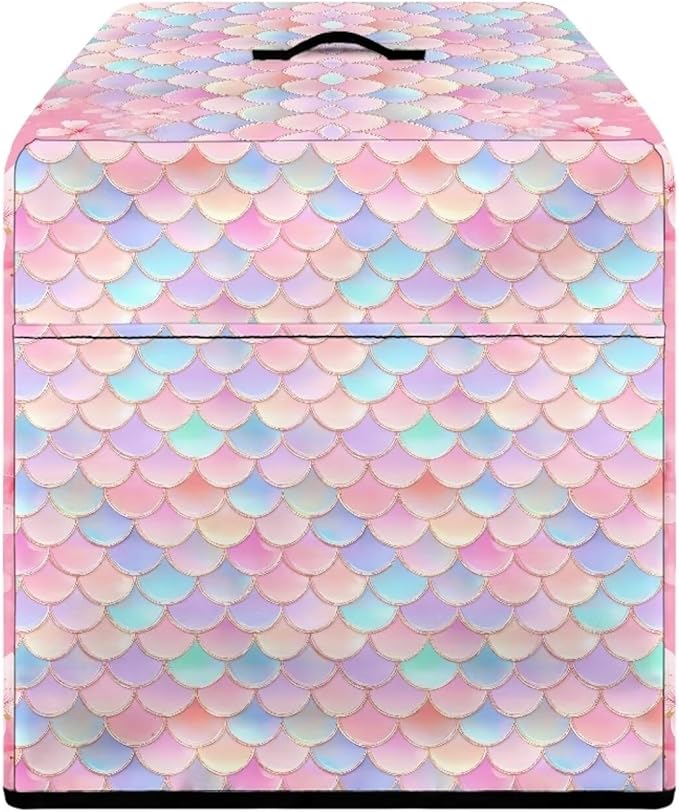 Meat Slicer Cover, 16x13x13 Inch Food Slicer Protective Cover, Fit Commercial Electric Deli Slicer Machine, Compatible with Household 200W 150W Meat Slicers, Mermaid Scale Flower Print