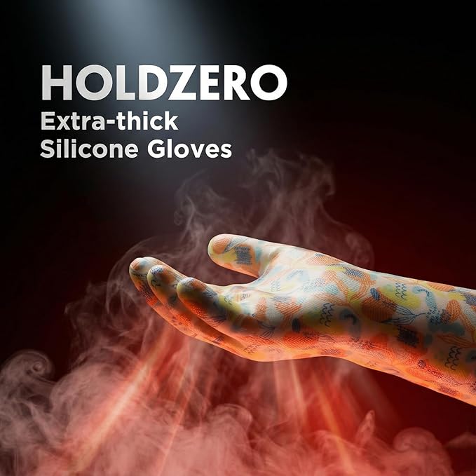 Silicone Gloves for Cooking Breathable Heat Resistant Food Grade Waterproof in Kitchen Graffiti-Art Printing Small