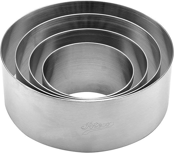 Ateco Round Cake Ring and Dessert Mold Baking Supply, 2.375 x 1.75-Inches High, Silver